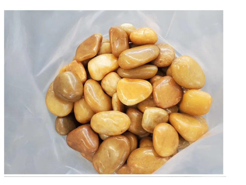 40kg Polierter Kiesel Flusskiesel Kieselsteine Gartenkies Zierkies gelb ^ Aquagart Outlet