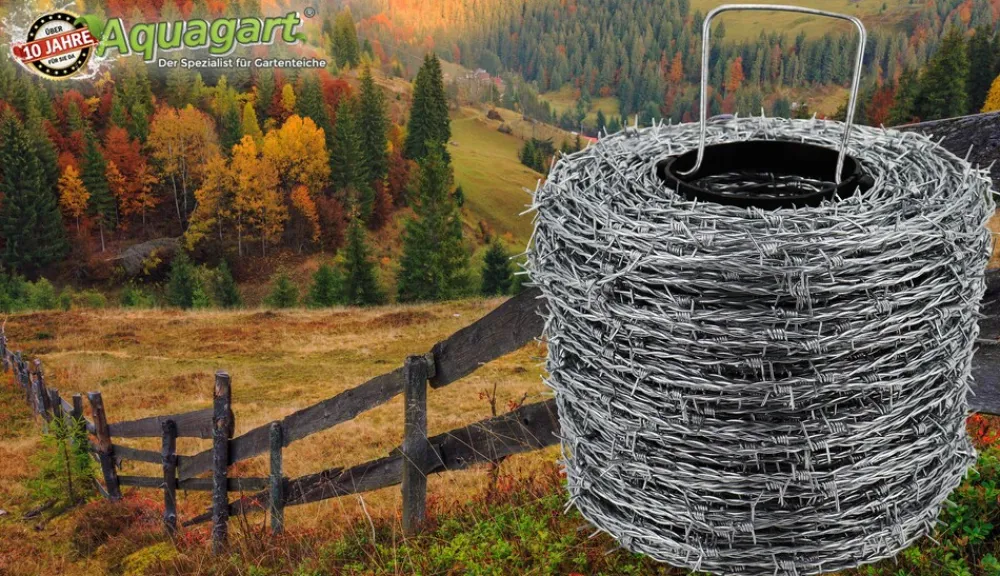 100m Stacheldraht verzinkt 1,6/1,7mm für Wildzaun Forstzaun Knotengeflecht ^ Aquagart Online