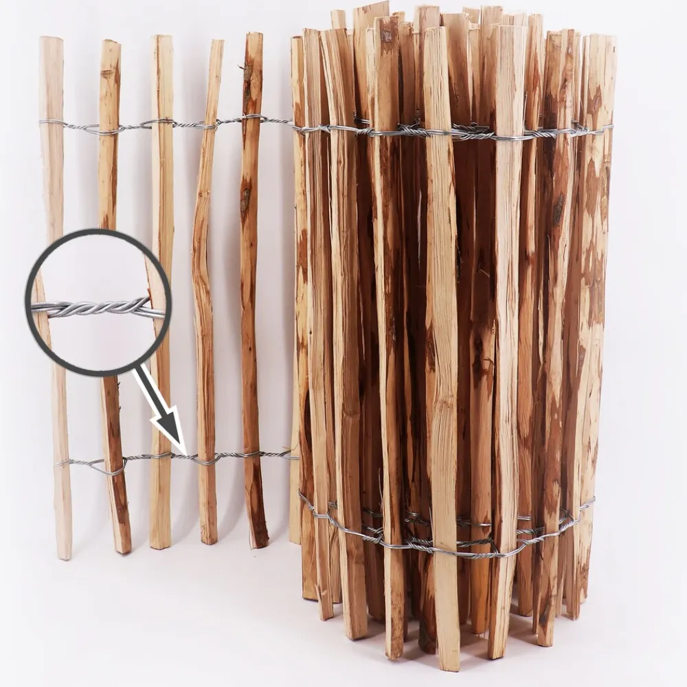 25m Staketenzaun 60cm hoch Lattenabstand 4-6cm Gartenzaun aus Haselnuss Holzzaun ^ Aquagart Hot