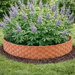 Rasenkante Rattanoptik I Terracotta I 24x80 cm Module I Kunststoff Beeteinfassung für Beet-& Rasenabgrenzungen I Flexible Beetumrandung ^ Aquagart Outlet