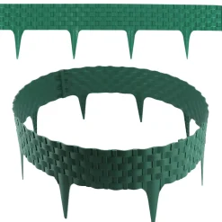 Rasenkante Rattanoptik I Grün I 8x80 cm Module I Kunststoff Beeteinfassung für Beet-& Rasenabgrenzungen I Flexible Beetumrandung ^ Aquagart Online