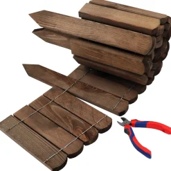5 x Holz Rollzaun Dunkelbraun 10x200 cm Beeteinfassung für Beet-& Rasenabgrenzungen I Flexible Beetumrandung für Wege ^ Aquagart Online