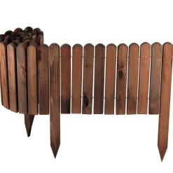 2 x Holz Rollzaun Dunkelbraun 40x200 cm Beeteinfassung für Beet-& Rasenabgrenzungen I Flexible Beetumrandung für Wege ^ Aquagart Online