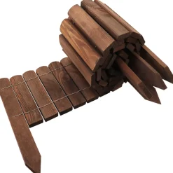 Aquagart 3 x Holz Rollzaun Dunkelbraun 10x200 cm Beeteinfassung für Beet-& Rasenabgrenzungen I Flexible Beetumrandung für Wege Online
