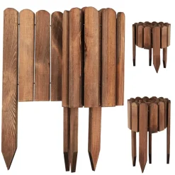 Aquagart 3 x Holz Rollzaun Dunkelbraun 10x200 cm Beeteinfassung für Beet-& Rasenabgrenzungen I Flexible Beetumrandung für Wege Online