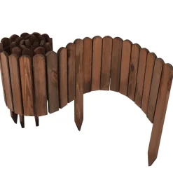 2 x Holz Rollzaun Dunkelbraun 20x200 cm Beeteinfassung für Beet-& Rasenabgrenzungen I Flexible Beetumrandung für Wege ^ Aquagart Discount