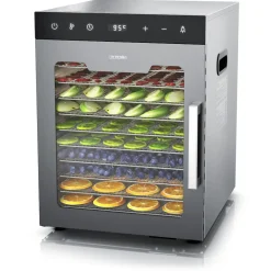 Arendo Dörrautomat Edelstahl, Temperaturregler von 30° bis 90°C, Dörrgerät, Dehydrator, 800 W, 10 Etagen, Obst, Fisch, Fleisch Dörrapparat, Obsttrockner, Timer 0,5-24 Stunden Online