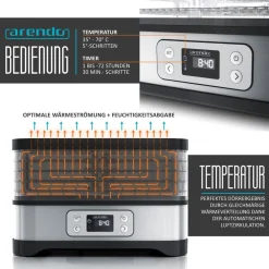 Arendo Dörrautomat mit Temperaturregler Dörrgerät DEHYDRATOR Best