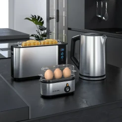Arendo Frühstücks-Set in silber - Wasserkocher / Toaster / Eierkocher Outlet