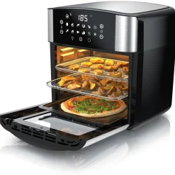 Arendo Heißluftfritteuse Multifunktionsofen 16L, Backofen Umluft, Grill, Dörrautomat, Air Fryer, 1800 W, XXL Fritteuse ohne Öl mit Zubehör für Pizza, Hähnchen, Pommes uvm. Discount