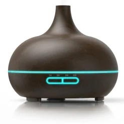 Arendo Luftbefeuchter, Aroma Diffuser in Holz Design mit LED, Diffusor, Timer Funktion, 7-Farben Wechsel, 300ml, Dunkelbraun Best