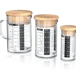 Arendo Messkrug Set 50, 125, 250 ml, Glas, luftdicht, mit Deckel Discount