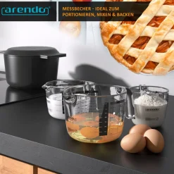 Arendo Messkrug Set 250, 500, 1000 ml, hitzebeständig, Borosilikatglas Online