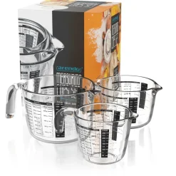 Arendo Messkrug Set 250, 500, 1000 ml, hitzebeständig, Borosilikatglas Online