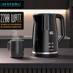 Arendo Wasserkocher, Edelstahl oder Glas, Temperaturanzeige & Warmhaltefunktion Discount