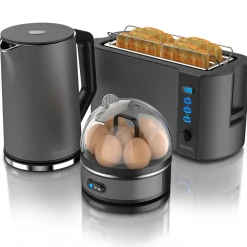 - Wasserkocher mit Toaster und Eierkocher SET Edelstahl Grau Wasserkocher 1,5L 40° - 100°C, Toaster 4 Scheiben LED-Display 6 Bräunungsgrade ^ Arendo Discount