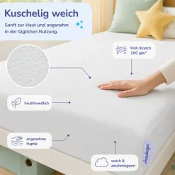 Arensberger Kindermatratze Babymatratze NORA | 70x140cm | Bezug waschbar & abnehmbar | punktelastischer Gelschaum | Jugendmatratze, allergikerfreundlich premium Bezug Discount