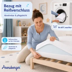 Arensberger Kindermatratze Babymatratze NORA | 70x140cm | Bezug waschbar & abnehmbar | punktelastischer Gelschaum | Jugendmatratze, allergikerfreundlich premium Bezug Discount