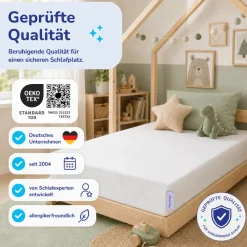 Arensberger Kindermatratze Babymatratze NORA | 70x140cm | Bezug waschbar & abnehmbar | punktelastischer Gelschaum | Jugendmatratze, allergikerfreundlich premium Bezug Discount