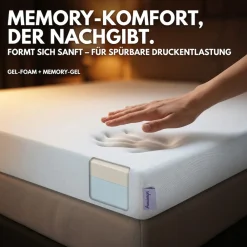 Matratzen Topper LUXURY, 140x200cm, Gelschaum und Memory Gel Foam Matratzentopper, waschbarer Bezug, geeignet für Federkern & Matratzen, Matratzenauflage Höhe 10cm ^ Arensberger Sale