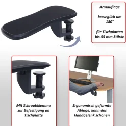 Armauflage -N75, für Schreibtisch Arm-/Handgelenkstütze Handgelenkauflage Ablage ergonomisch verstellbar ^ MCW Sale