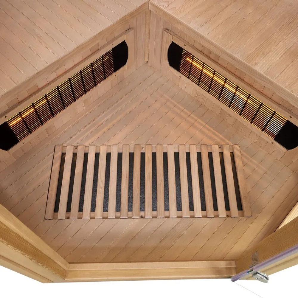 Artsauna Eck Infrarotkabine Nyborg E150V Vollspektrum mit Ambiente Beleuchtung – 4 Personen