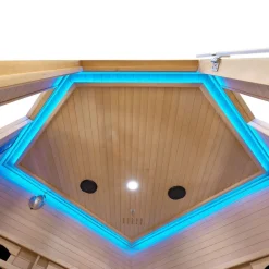 Artsauna Eck Infrarotkabine Nyborg E150V Vollspektrum mit Ambiente Beleuchtung – 4 Personen