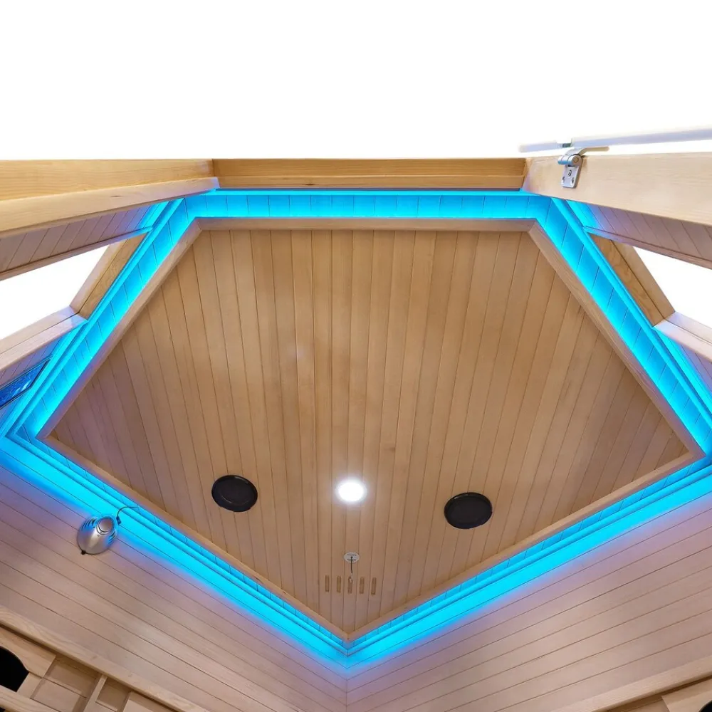 Artsauna Eck Infrarotkabine Nyborg E150V Vollspektrum mit Ambiente Beleuchtung – 4 Personen