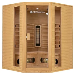 Artsauna Eck Infrarotkabine Nyborg E150V Vollspektrum mit Ambiente Beleuchtung – 4 Personen