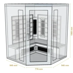 Artsauna Eck Infrarotkabine Nyborg E150V Vollspektrum mit Ambiente Beleuchtung – 4 Personen