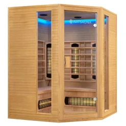 Artsauna Eck Infrarotkabine Nyborg E150V Vollspektrum mit Ambiente Beleuchtung – 4 Personen