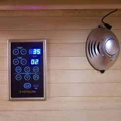 Artsauna Eck Infrarotkabine Nyborg E150V Vollspektrum mit Ambiente Beleuchtung – 4 Personen