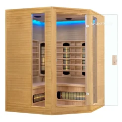 Artsauna Eck Infrarotkabine Nyborg E150V Vollspektrum mit Ambiente Beleuchtung – 4 Personen