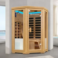 Artsauna Infrarotkabine Aalborg mit Dual-Technologie | 2 Personen Wärmekabine aus Hemlock Holz New