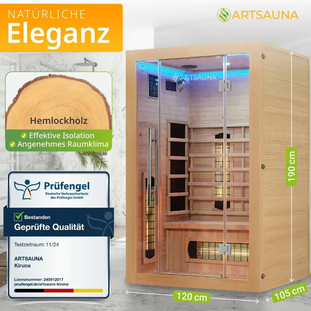 Artsauna Infrarotkabine Kiruna120 Dual Technologie – 5 Vollspektrumstrahler & 3 Flächenstrahler Online