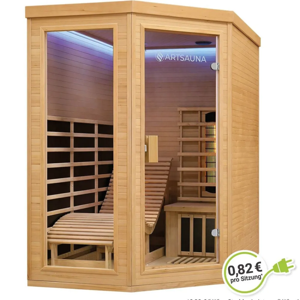 Artsauna Infrarotkabine Wärmekabine Kolding mit Triplex-Heizsystem & Hemlockholz Hot