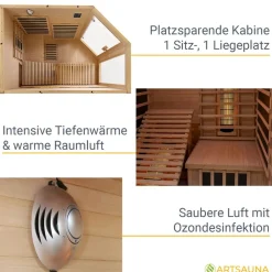 Artsauna Infrarotkabine Wärmekabine Kolding mit Triplex-Heizsystem & Hemlockholz Hot