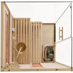 Artsauna Saunakabine Vantaa 120 mit Himalaya Salzstein - Indoor Sauna für 2 Personen, 3,5 kW Ofen, Glasfront Schwarz Online