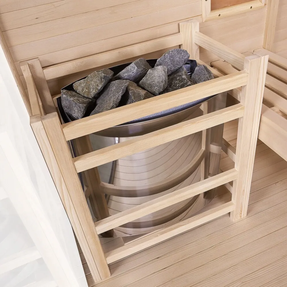 Artsauna Saunakabine Vantaa 120 mit Himalaya Salzstein - Indoor Sauna für 2 Personen, 3,5 kW Ofen, Glasfront Schwarz Online