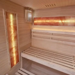 Artsauna Saunakabine Vantaa 120 mit Himalaya Salzstein - Indoor Sauna für 2 Personen, 3,5 kW Ofen, Glasfront Schwarz Online
