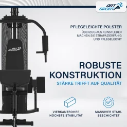 Kraftstation ProfiGym 3000 mit 14 Gewichten, 77 kg - Bizeps, Lattzug, Butterfly - Schwarz ^ ArtSport New