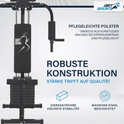 ArtSport Kraftstation ProfiGym 2000 Set mit Latzugstange, Butterflystange & Seilzug – 40kg Gewichte Hot