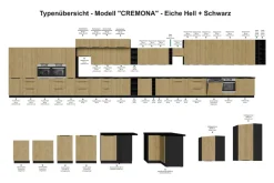 Aufsatzschrank Hochschrank 50 cm CREMONA Eiche Küchenzeile Küchenblock Küche ^ Küchen-Preisbombe Discount
