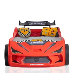 Autobett 90x200 Rio Kinderbett mit LED Leuchte und Lattenrost Rot ^ Aileenstore Hot