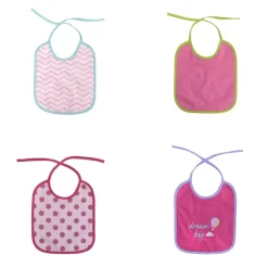Babylatz-Set 7-teilig, einlagig, zum Binden, waschbar, ab Geburt rosa ^ Baby Care