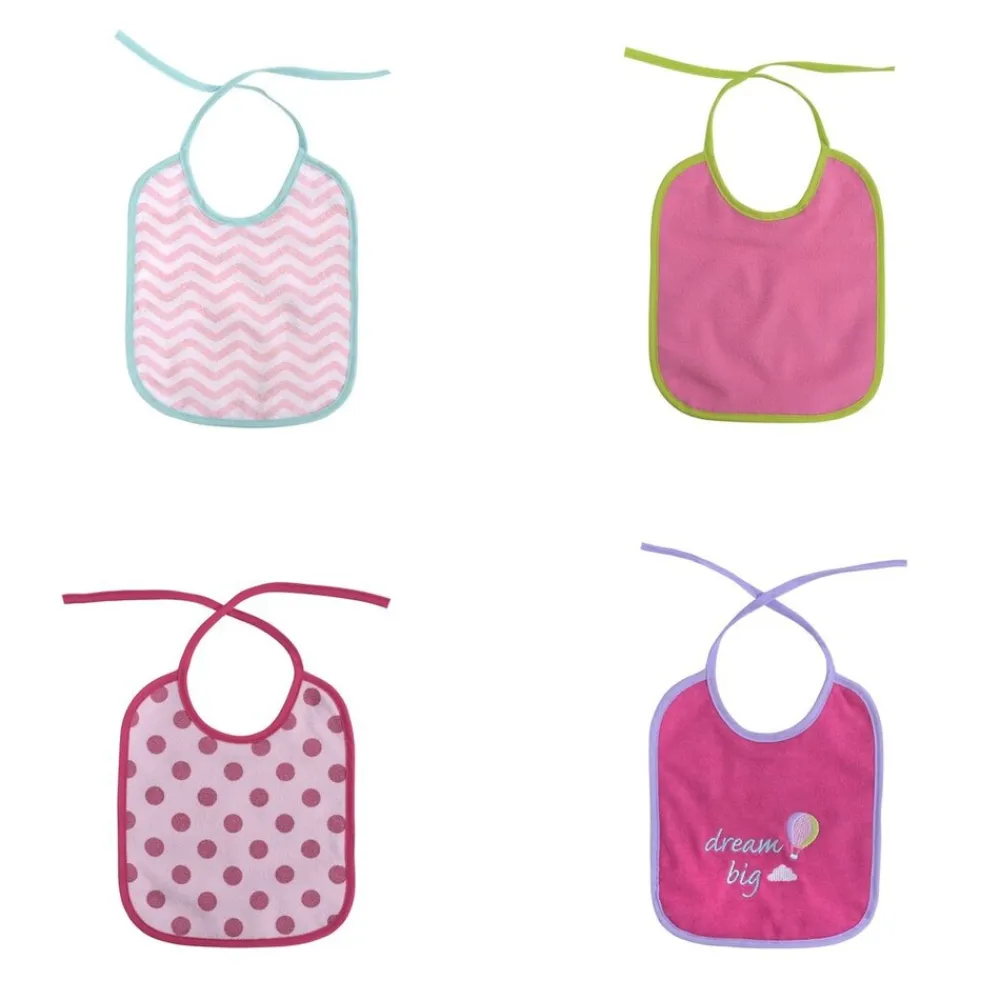 Babylatz-Set 7-teilig, einlagig, zum Binden, waschbar, ab Geburt rosa ^ Baby Care
