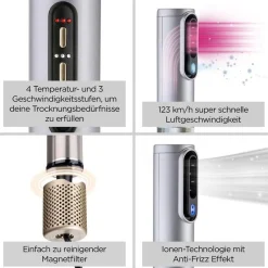Babyliss AS6555E Air Wand Limited Edition Warmluftbürste (Anti-Frizz Technologie, Bürsten-Aufsatz, Volumen-Aufsatz, Fly-Away-Aufsatz, Aufbewahrungstasche, 3 Luftstrom- / 4 Temperaturstufen, Kaltstufe, 2,5m Salon-Kabel) Clearance