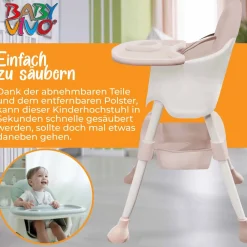 Baby Vivo Design 2in1 Kinderhochstuhl - Oscar in Pink Outlet