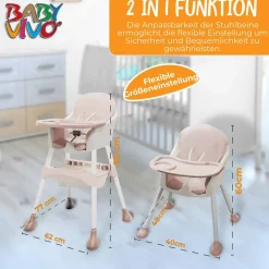 Baby Vivo Design 2in1 Kinderhochstuhl - Oscar in Pink Outlet