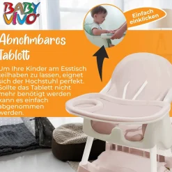 Baby Vivo Design 2in1 Kinderhochstuhl - Oscar in Pink Outlet